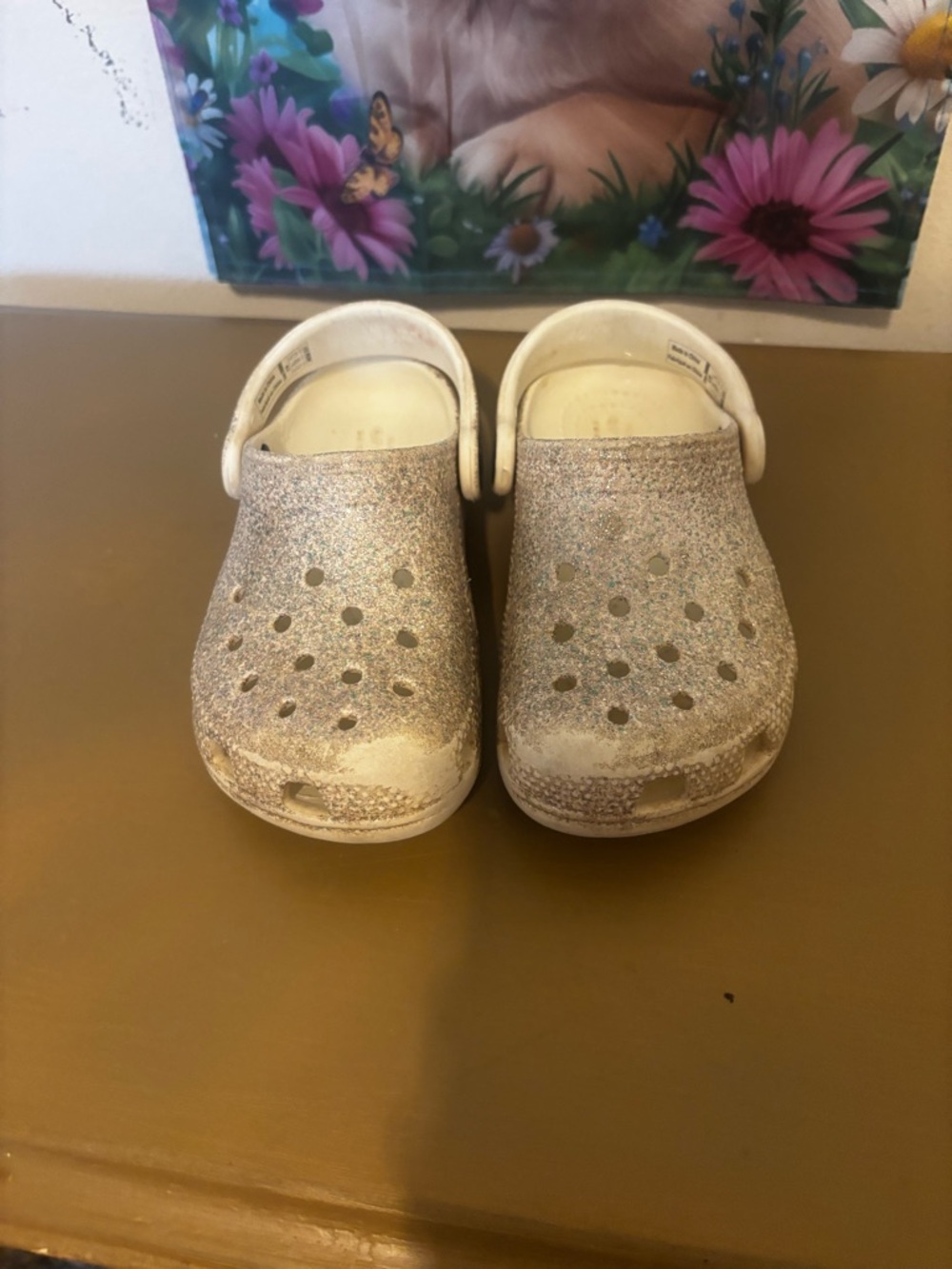 CROCS Kids Glitter Clogs in Silver